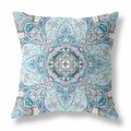 Homeroots 26 in. Boho Flower Indoor Outdoor Throw Pillow, Light Blue 418035